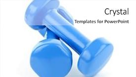  Presentation with free - Slide deck enhanced with two dumbbell free weights isolated background and a white colored foreground