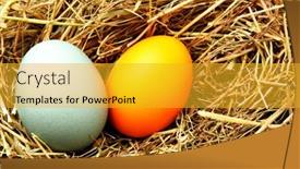  Presentation with straw - Audience pleasing slide deck consisting of two-easter-eggs-closeup backdrop and a gold colored foreground