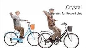  Presentation with bicycles - Cool new theme with two-elderly-men-riding-bicycles backdrop and a white colored foreground