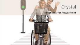  Presentation with pedestrian - Slides enhanced with two-elderly-men-riding and a lemonade colored foreground