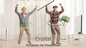  Presentation with spinning - Presentation theme consisting of two-elderly-men-spinning-hula background and a soft green colored foreground