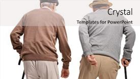  Presentation with elderly ladies beauty shop - Presentation design enhanced with two elderly men with cane background and a light gray colored foreground