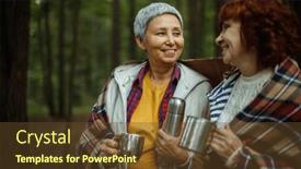  Presentation with friendship - PPT layouts featuring two-elderly-woman-friends-walk background and a tawny brown colored foreground