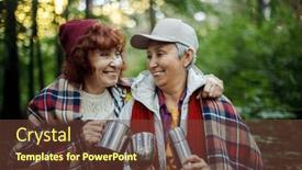  Presentation with friendship - Slide deck with two-elderly-woman-friends-walk background and a tawny brown colored foreground