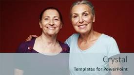  Presentation with old people - Presentation having two-elderly-women-friends-hugging background and a sky blue colored foreground