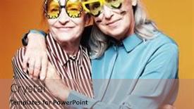  Presentation with old people - Theme featuring two-elderly-women-friends-wearing background and a coral colored foreground