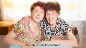  Presentation with elderly home - Slide set consisting of two-elderly-women-seniors background and a coral colored foreground