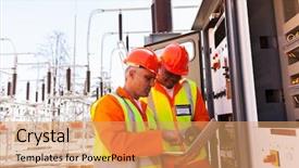  Presentation with electrical transformer - Amazing presentation having two electrical engineers using laptop backdrop and a coral colored foreground