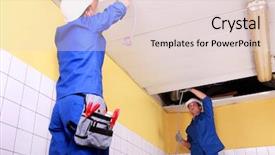  Presentation with inspection - PPT layouts featuring two electrician inspection ceiling panels background and a lemonade colored foreground