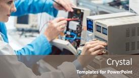  Presentation with lab test - Theme featuring two-electronic-engineers background and a gray colored foreground