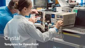  Presentation with lab test - Cool new presentation theme with two-electronic-engineers backdrop and a gray colored foreground