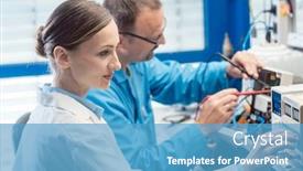  Presentation with compliance - PPT theme with two-electronic-engineers background and a teal colored foreground