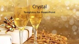  Presentation with celebration life - Amazing slide deck having two elegant champagne glasses - celebration still life backdrop and a yellow colored foreground