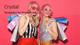  Presentation with elegant colorful animated - Presentation theme with two elegant women 20s background and a coral colored foreground