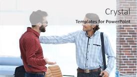  Presentation with employees - Beautiful slides featuring two employees are talking in the office backdrop and a white colored foreground