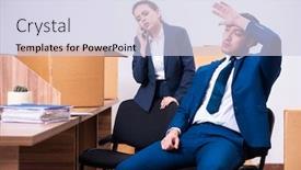  Presentation with employees - Colorful slide set enhanced with two employees being fired from their work backdrop and a lemonade colored foreground