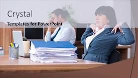  Presentation with employees - Slide deck enhanced with two employees doing sport exercises in the office background and a lemonade colored foreground