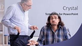  Presentation with bankruptcy - Presentation theme featuring two-employees-in-bankruptcy-concept and a lemonade colored foreground