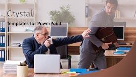  Presentation with employees - Cool new theme with two-employees-in-pandemic-concept backdrop and a light gray colored foreground