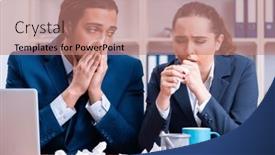  Presentation with employees - Theme consisting of two-employees-suffering-at-workplace background and a coral colored foreground