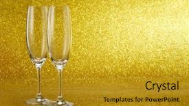  Presentation with champagne gold - PPT layouts featuring two empty champagne flutes background and a gold colored foreground