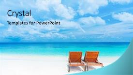  Presentation with maldives - Slide set with two empty sunbed background and a light blue colored foreground