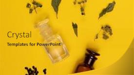  Presentation with vials - Theme enhanced with two-empty-vials-and-dried background and a gold colored foreground