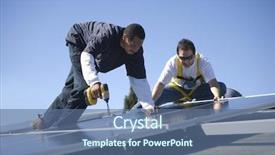  Presentation with electrical engineer solar portable - Slides enhanced with two engineers working on solar background and a ocean colored foreground