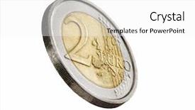  Presentation with value gold euro - Cool new slide deck with two euros coin on white backdrop and a white colored foreground