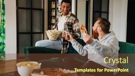  Presentation with beer - Theme consisting of two-excited-drinking-beer background and a tawny brown colored foreground