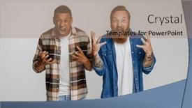  Presentation with two men on a judo - Presentation theme consisting of two-excited-men-screaming background and a coral colored foreground