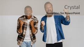  Presentation with two men climbing - Presentation theme having two-excited-men-screaming background and a mint green colored foreground