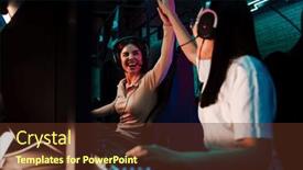  Presentation with club - PPT theme consisting of two-excited-young-girls-giving background and a tawny brown colored foreground