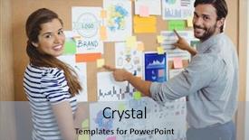  Presentation with bulletin board - Presentation consisting of two executives discussing over bulletin background and a  colored foreground