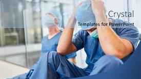  Presentation with two way street sign - PPT theme featuring two-exhausted-and-desperate-surgeons background and a light blue colored foreground