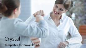  Presentation with employees - Beautiful PPT layouts featuring two expertise team plan - happy employees are happy backdrop and a light blue colored foreground