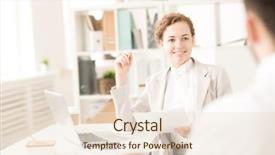  Presentation with medical law interview - Colorful presentation design enhanced with two expertise team plan - smiling young businesswoman having backdrop and a  colored foreground