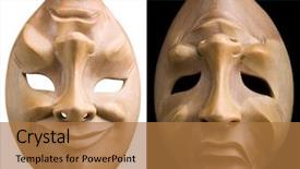  Presentation with happy image - Cool new theme with two face mask shot backdrop and a coral colored foreground