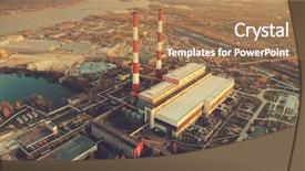  Presentation with electricity power plant - Theme having two factory chimneys electricity background and a coral colored foreground