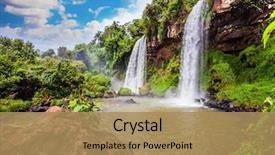  Presentation with extreme - PPT layouts consisting of two fairy powerful waterfalls background and a coral colored foreground