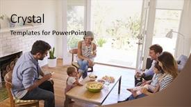  Presentation with families - Amazing PPT layouts having two families getting together backdrop and a lemonade colored foreground