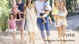  Presentation with families - PPT theme featuring two families on country walk background and a lemonade colored foreground