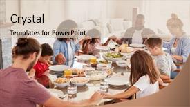  Presentation with families - PPT layouts enhanced with two families praying before enjoying background and a lemonade colored foreground