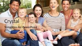  Presentation with families - Colorful theme enhanced with two families sitting outside house backdrop and a coral colored foreground