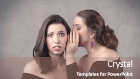  Presentation with long hair - PPT theme having two fancy dressed actress girls background and a coral colored foreground