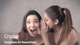  Presentation with long hair - PPT theme with two fancy dressed actress girls background and a violet colored foreground