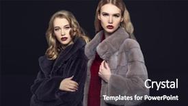  Presentation with coats - Cool new presentation design with two fashionable girls wearing fur backdrop and a wine colored foreground