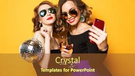  Presentation with disco ball - Audience pleasing theme consisting of two-fashionable-young-women-holding backdrop and a tawny brown colored foreground