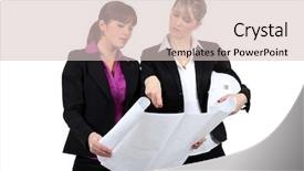  Presentation with architects - PPT layouts with two female architects background and a lemonade colored foreground