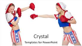  Presentation with boxers - Presentation theme enhanced with two female boxers fighting isolated on white background and a white colored foreground
